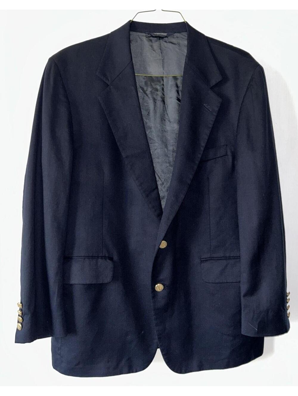 Nordstrom Men's Shop Blazer 44R Blue Excellent Condition Jacket Solid Navy